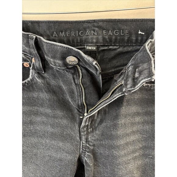 American Eagle Women's 90's Skinny Black Denim Jeans Distressed Size 2R - Picture 3 of 7